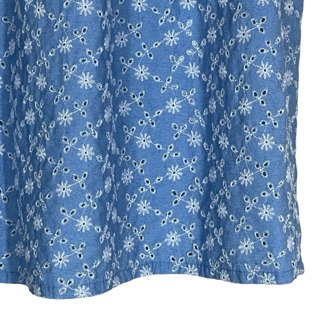 Unique Vintage Chambray Floral Denim Eyelet Jayne Swing Skirt Size 4X NWT - Picture 11 of 16